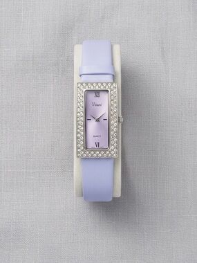 Vivani Lavender Crystal-Accent Rectangular Women's Watch
